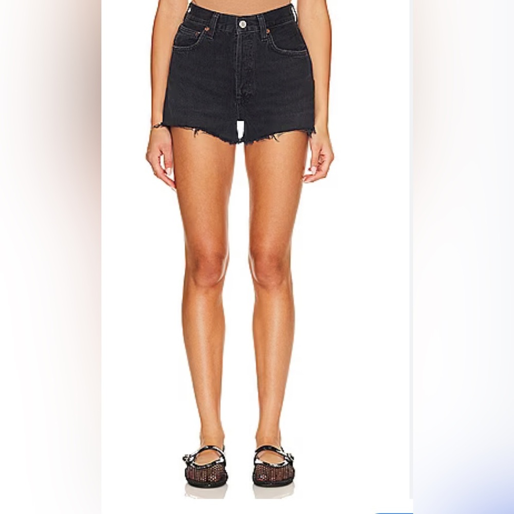 RE/DONE 70’s High Rise Short in Broken Black